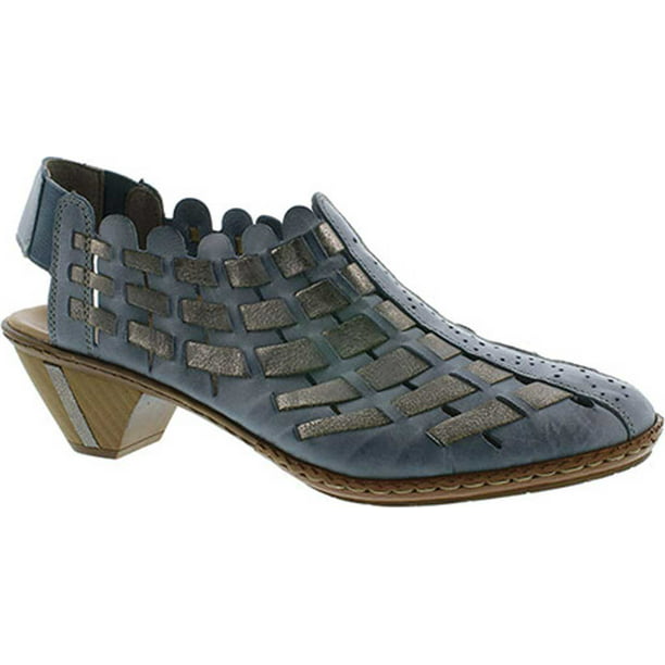 Ladies Rieker 46778-13 Blue Combi Leather Casual Slingback Shoes 